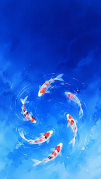 深海蓝底遇见锦鲤
