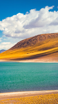 Yellow volcanoes and blue salt lakes