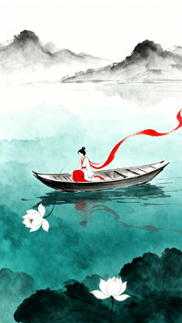 竹影映月，红衣拂风