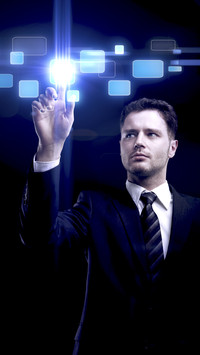 Man Using High-tech Equipment