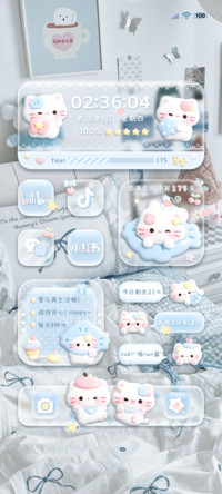 立体水蓝色小猫