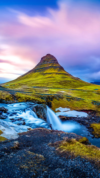 Kirkjufell mountains at twilight in Iceland