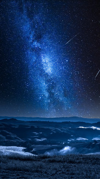 Meteors Across The Sky at Night