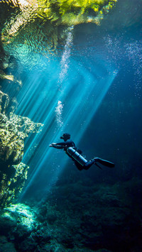 Underwater El Pit Cenote Yucatan Mexico