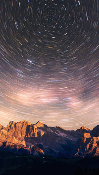 Fantastic winter meteor rain and mountains
