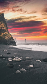 The red clouds on icelands black sand beach 2