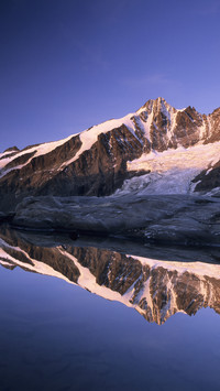 Grossglockner in the morning light with reflections in a