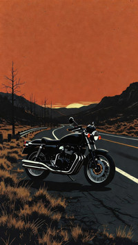 Desert sunset and motorcycle 2