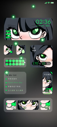 潮酷少女荧光绿组件