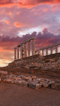 The temple of poseidon in the afterglow