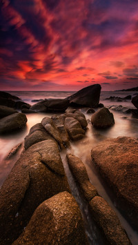 Beautiful seascape scene in sunset time