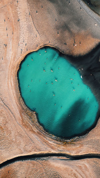 The magnificent landscape of salt lake aerial photography