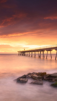 Beautiful reddish sunrise in the famous pont del petroli