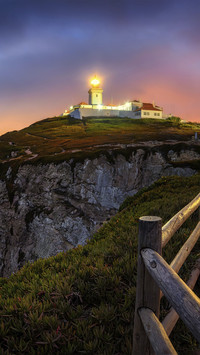 The lighthouse lights up at night