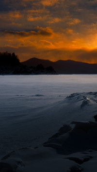 Evening on the frozen lake