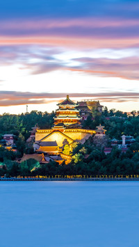 Imperial Summer Palace in Beijing at sunset,China