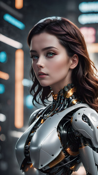 A sleek and modern woman robot