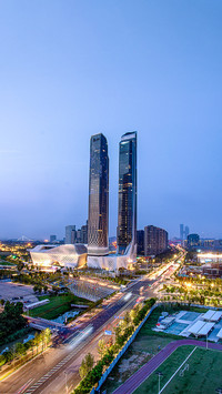 Night View of Twin Towers of Nanjing Youth Olympic Center