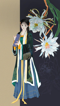 A Girl in Classic Dress With A Book in Her Hand
