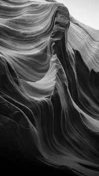 Low-angle view of the rock layers in Antelope Canyon