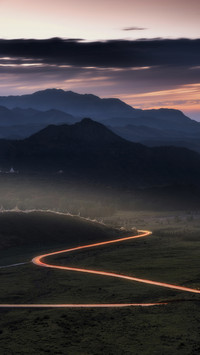 Road With Light to the Mountain