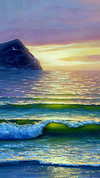 Oil painting by the sea