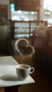Cup of black filter coffee on the table