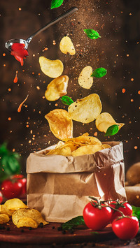Selected delicious potato chips