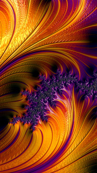 Psychedelic floral waveshaped yellowpurple