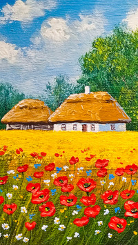 Rural Countryside Farmland Oil Painting