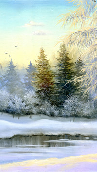 Oil painting on ice and snow