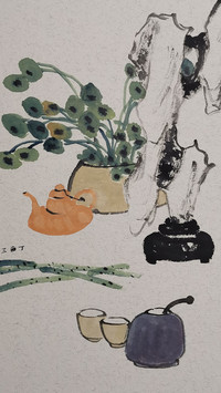 以茶入画  以画释茶