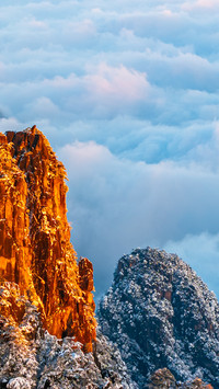 Stone monkey stands alone gazing at the vast sea