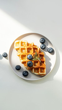 Croffle or croissant waffles with fruit blueberry
