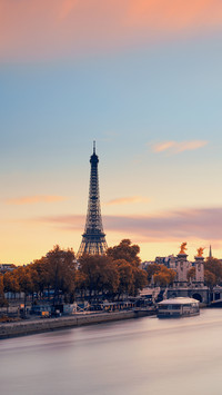 Seine in Paris with Eiffel Tower and Alexandre III Bridge