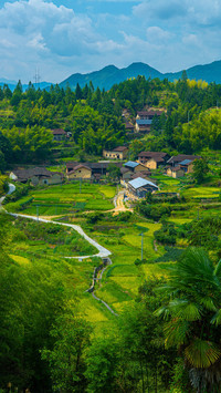The ancient charm of lishui people in the painting
