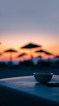 Evening at a beach bar with drinks