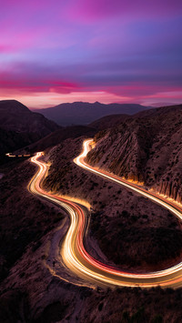 Light trails and sunset at Grimes Canyon