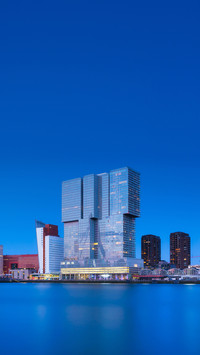 View of the Erasmus Bridge and the city center