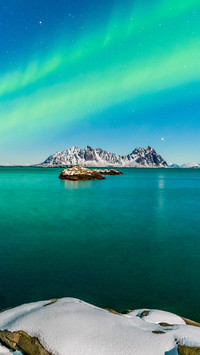 Northern lights in lofoten islands, northern norway