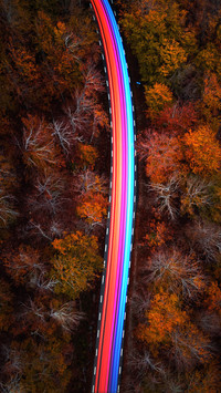 Colorful lights on the mountain road