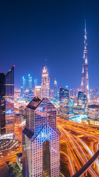 Brightly Lit City Night Scene