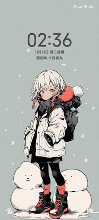寒冬堆雪人