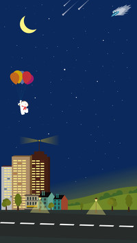 city night with flying bunny