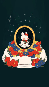 可爱兔子贴纸壁纸-锐景创意