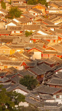Aerial view of the beautiful scenery of Lijiang Ancient Town