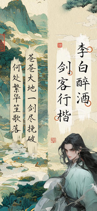 李白醉酒剑客行楷