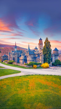 Spectacularsunset in Lowenburg Castle, Germany