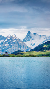 Impressive summer view of Schreckhorn peak