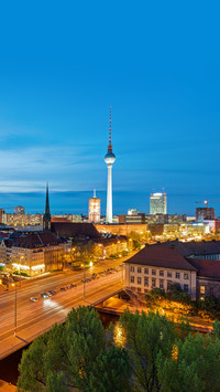 The Skyline of Berlin with the Television Tower at Dusk